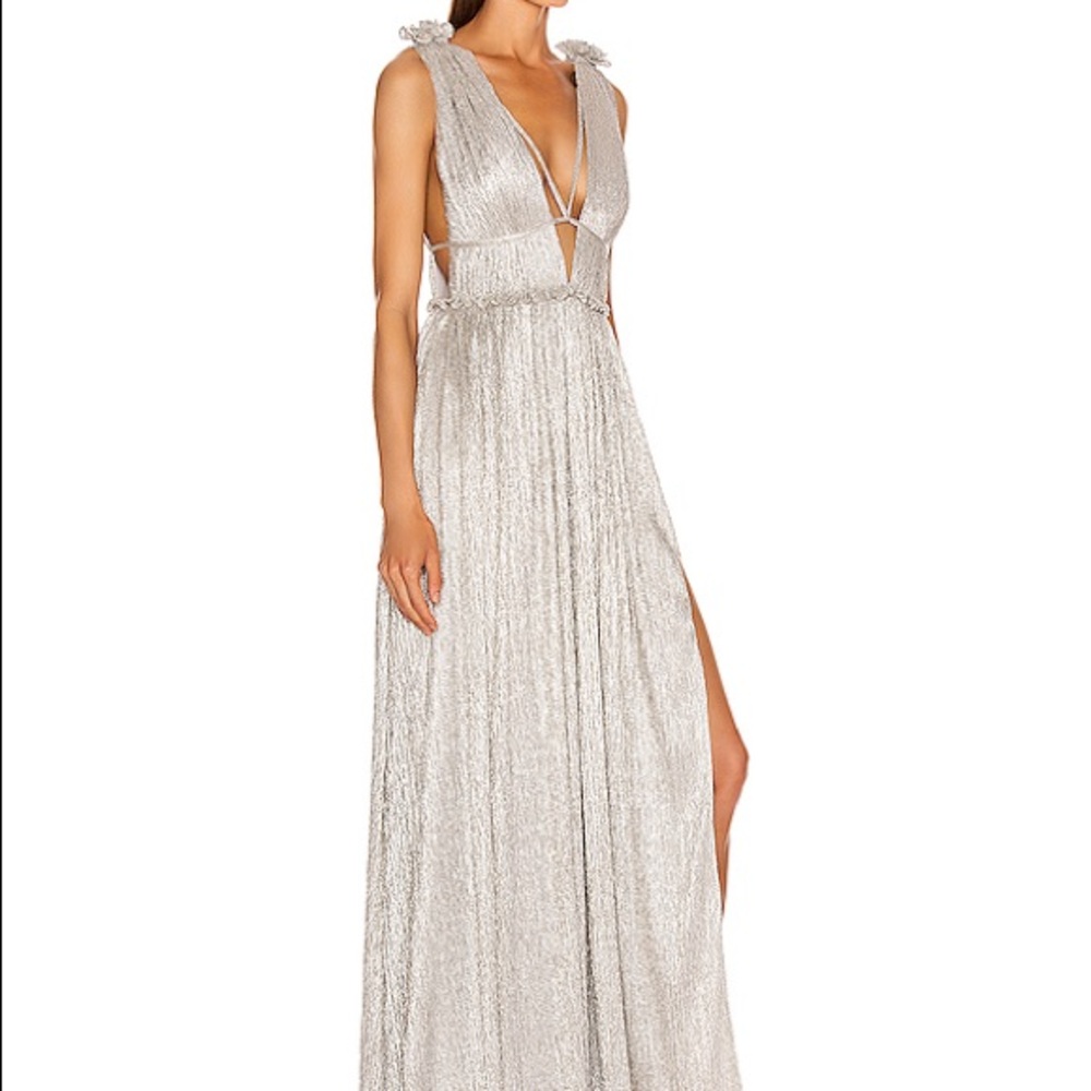 JONATHAN SIMKHAI Plisse Lame Maxi Dress size M